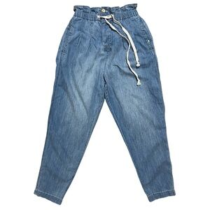 Free People Margate Drawstring Pleated Denim Trouser -  Seaside Blue Jean Jogger